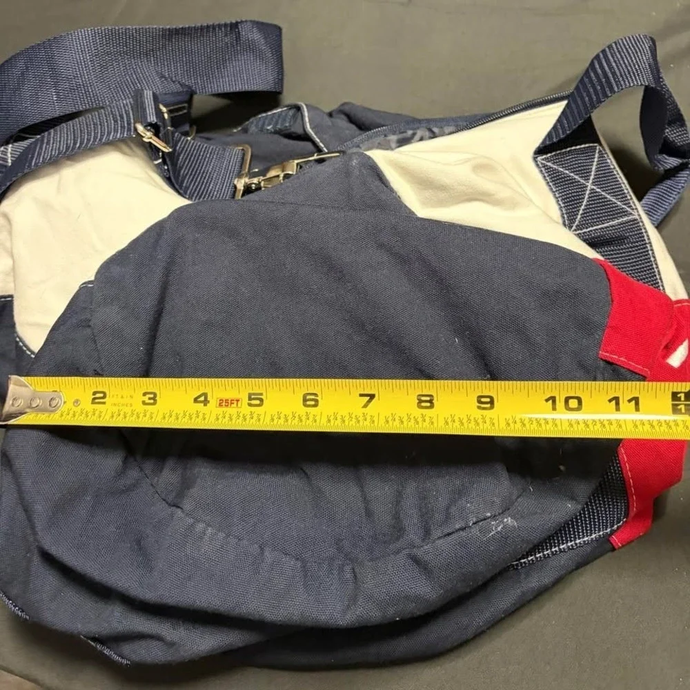 Vintage Tommy Hilfiger Canvas Duffel Bag Navy Red White Y2K Gym Travel Large